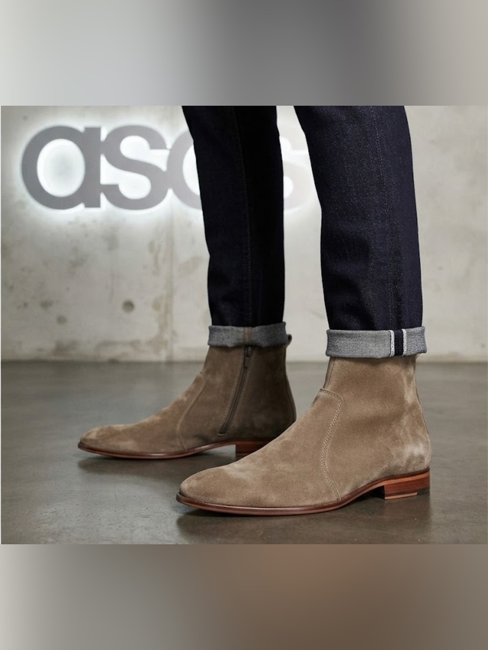 Authentic ASOS mens designer suede leather boots sz 12